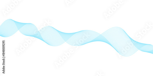 Soft cyan blue abstract wave line composition with flowing minimalist curves, creating a modern vector digital motion texture suitable for clean white or transparent backgrounds.
