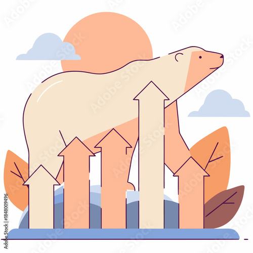  Abstract Polar Bear Silhouette With Rising Succes SVG Vector Illustration
