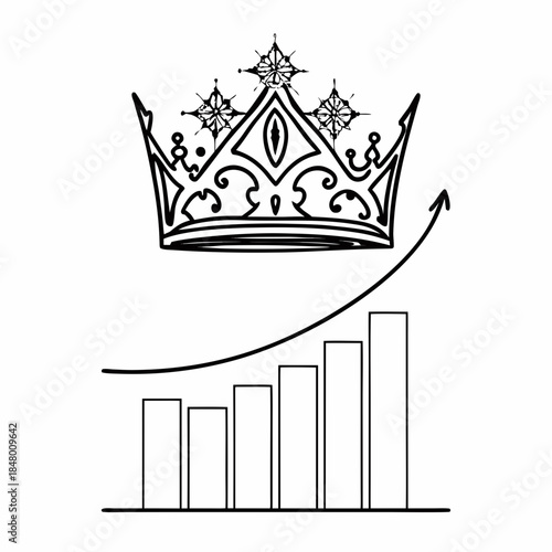  Ice Crystal Crown Symbol Above Ascending Bar Char SVG Vector Illustration