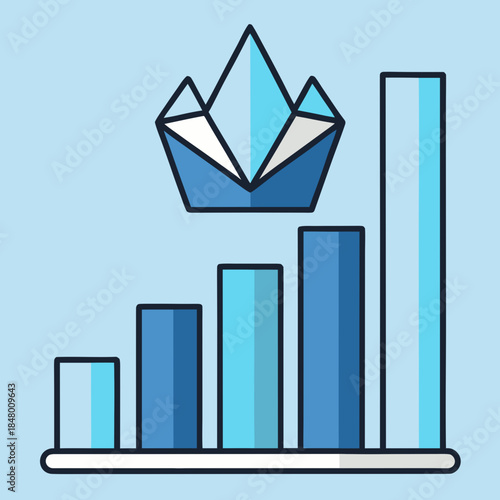  Ice Crystal Crown Symbol Above Ascending Bar Char (2) SVG Vector Illustration