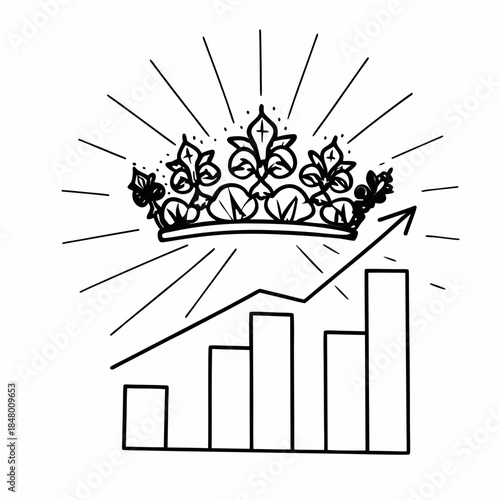  Ice Crystal Crown Symbol Above Ascending Bar Char (1) SVG Vector Illustration
