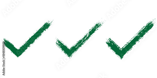 Grunge vector checkmark and cross. Grunge green check mark and red cross mark icon set. brush correct or incorrect sign with circle.