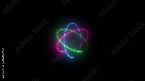 Wallpaper Mural Neon shine atom icon animation on background. Glowing neon Atom icon animation on black background. 4k video Torontodigital.ca