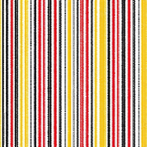 Colorful Striped Pattern with Red, Black, Yellow, and White Vertical Lines.