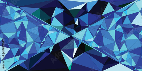 Realistic textured low poly background with blue color