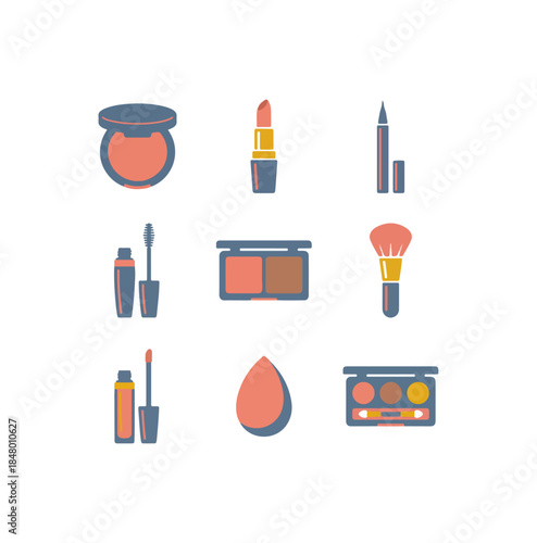 Cosmetics collection illustrated on black background beauty products