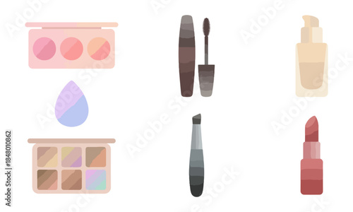 Cosmetics illustration set makeup products for beauty and style