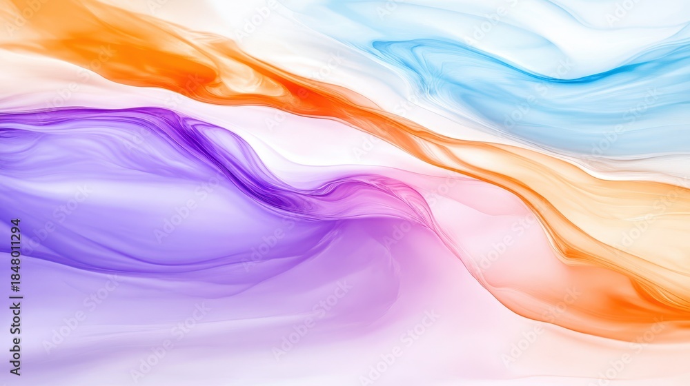 Obraz premium Color Symphony: An abstract composition of vibrant hues of blue, orange, and purple, blended to create a flowing, ethereal artwork, inviting viewers into a world of imagination and emotion.