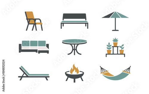 Minimalist outdoor furniture set illustration for relaxation