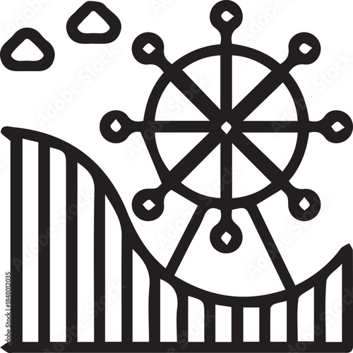 Simple line art icon of amusement park rides