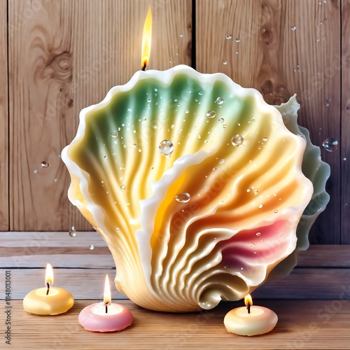 candle and shell