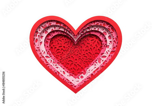 Layered Paper Cut Heart Design on Black Background