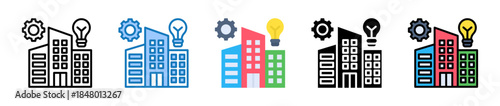 Innovation Center multiple style icons set design vector illustration. 
