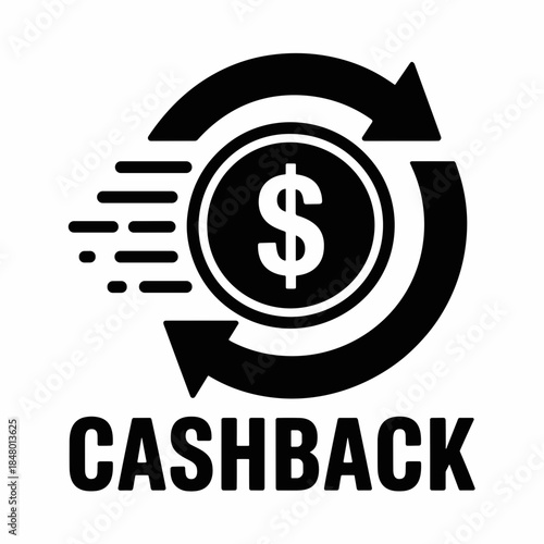 Cashback Symbol with Dollar Coin and Arrow for Financial Promotion