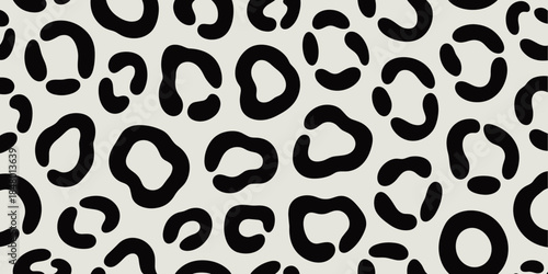 Black Seamless Abstract Pattern with Leopard Spots on Beige Background Illustration