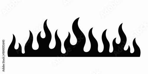 Black Flame Fire Burn Shape Hot Blaze Heat Inferno Isolated on White