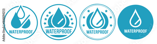 waterproof protection badge icon set