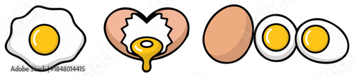 egg icon set broken and whole