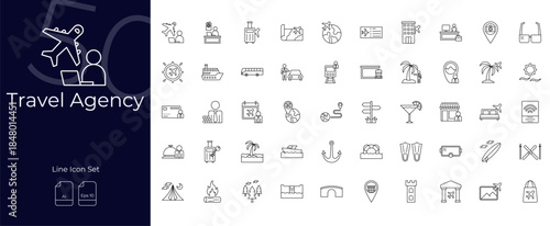 Travel Agency Line Editable Icons set