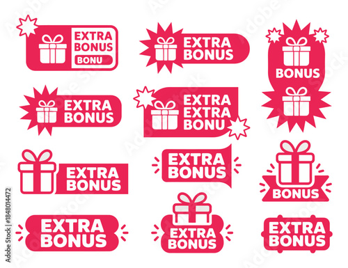 bonus gift box icon set