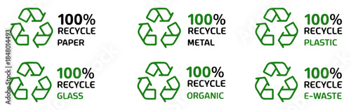 recycle label symbol icon set