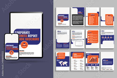 professional and creative Corporate Annual Report Ebook. orange and purple color Digital Brochure is suitable for Mac, Macbook, Ipad, Tablet, Computer