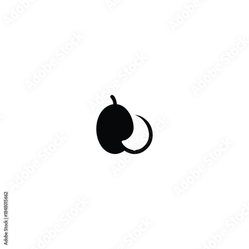 Fresh lychee fruit icon with leaf and stem in a clean pictogram style