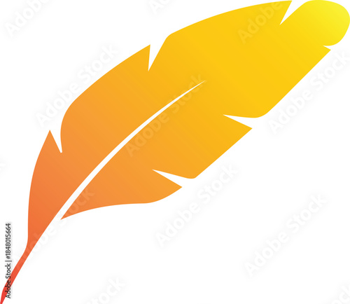 Stylized yellow and orange gradient feather illustration