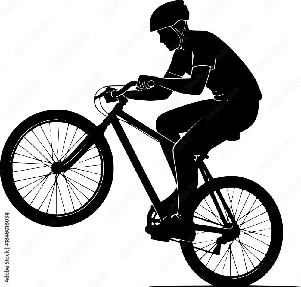 Fototapeta premium BMX Rider Freestyle Bike Vector Silhouette Icon