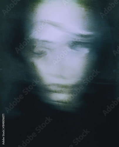 Scary horror wallpaper, Grunge spooky Background with lonely person