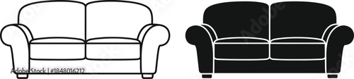 sofa,loveseat,silhouette,vector,icon,furniture,couch,two-seater,outline,black,isolated,illustration,design,element,living,room,home,decor,graphic,eps,symbol,logo,line,flat,simple,style,seat,armchair,i