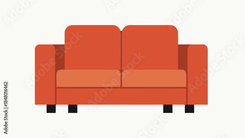 Midcentury Two-Seater Sofa Vector Icon, Green Loveseat Silhouette, Retro Couch Graphic, Isolated Furniture Illustration, Living Room Design Element, EPS Symbol