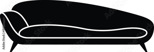 A sleek black silhouette vector of a modern chaise lounge sofa for home interior