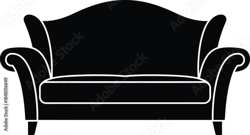 A classic upholstered sofa silhouette icon or comfortable furniture element