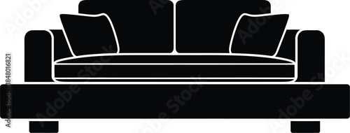 Chaise Lounge Sofa Vector Silhouette, Reclining Furniture Icon, Modern Couch Graphic, Black Isolated Illustration, Living Room Element, EPS Design