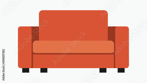 Midcentury Two-Seater Sofa Vector Icon, Green Loveseat Silhouette, Retro Couch Graphic, Isolated Furniture Illustration, Living Room Design Element, EPS Symbol