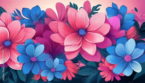 pink and blue flowers blooming vibrant pink and blue flowers in full bloom pink vibrant pink and blue flowers in full bloom