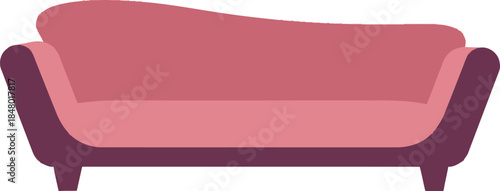 Elegant pink chaise lounge sofa with a stylish purple base in a minimalist flat design icon