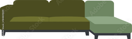 Modern olive green and sage sectional sofa with a comfortable chaise lounge