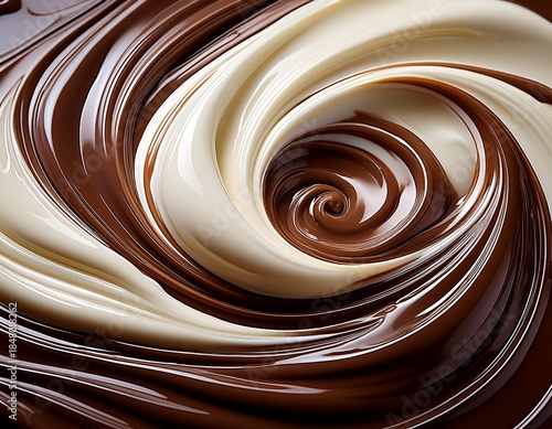 abstract swirl of chocolate and white cream creating a mesmerizing pattern