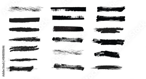 Collection of black brush strokes on white background
