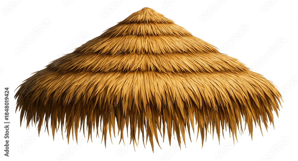 Naklejka premium Thatch roof for a garden hut, ideal for a tropical vibe in your backyard.