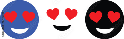 Heart eyes emoji set with different colors