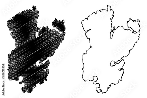 Kirkeoy island (Kingdom of Norway) map vector illustration, scribble sketch Kirkeoy map