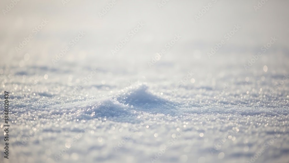 Obraz premium Close-Up of Snow-Covered Surface with Sparkling Ice Crystals in Soft Morning Light, Perfect for Winter Nature, Outdoor, Cold Weather Themes