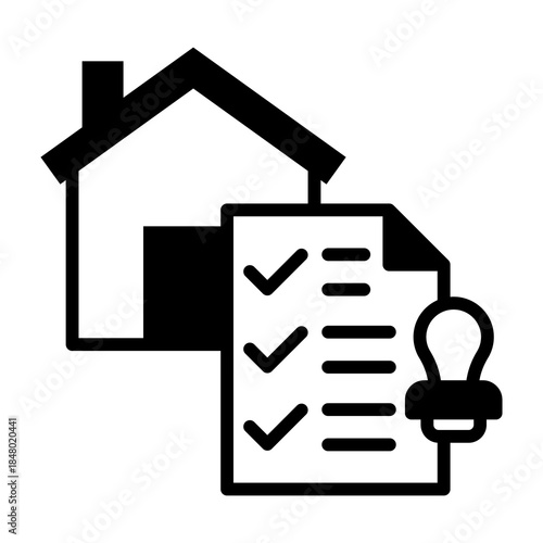 Building Permit Icon Mixed Style Vector Illustration