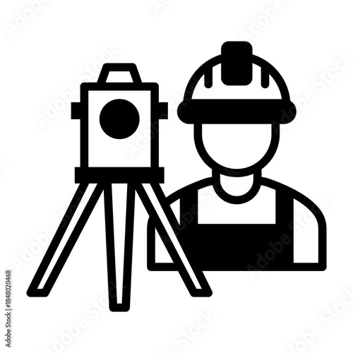 Surveyor Icon Mixed Style Vector Illustration