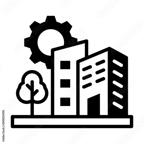 City Development Icon Mixed Style Vector Illustration