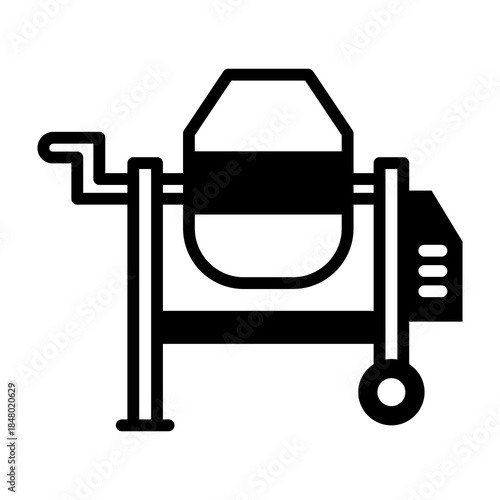 Concrete Mixer Icon Mixed Style Vector Illustration