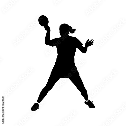 vector silhouette of a female table tennis player competing